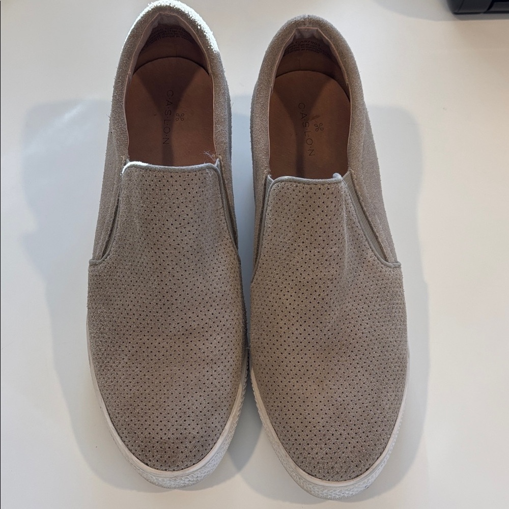 Caslon Women's Beige Suede Slip-On Sneakers